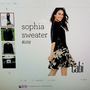 Cabi Sophia Lace Sweater Black